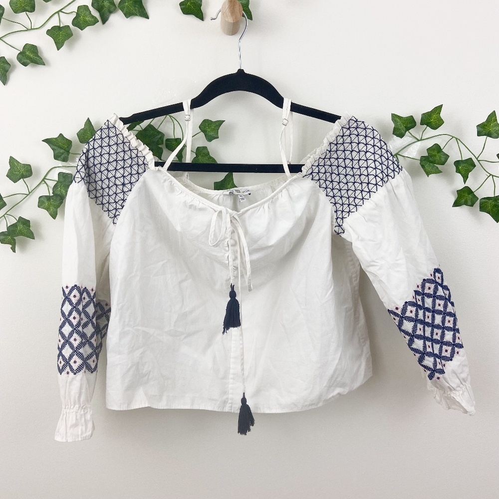 Rebecca minkoff embroidered white Tiffany top XS